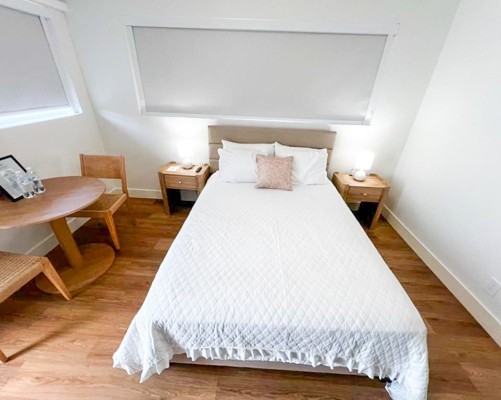 Standard Room at Tiana Beach Inn with private kitchenette, mini fridge and modern interior in Hollywood Beach Florida